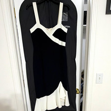 Bloomingdale's Black/White Colorblock Sleeveless Long Cocktail Dress Size 6