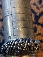 Ladies Sterling Silver 925 Dome Style Open Filigree Ring Size 7.25