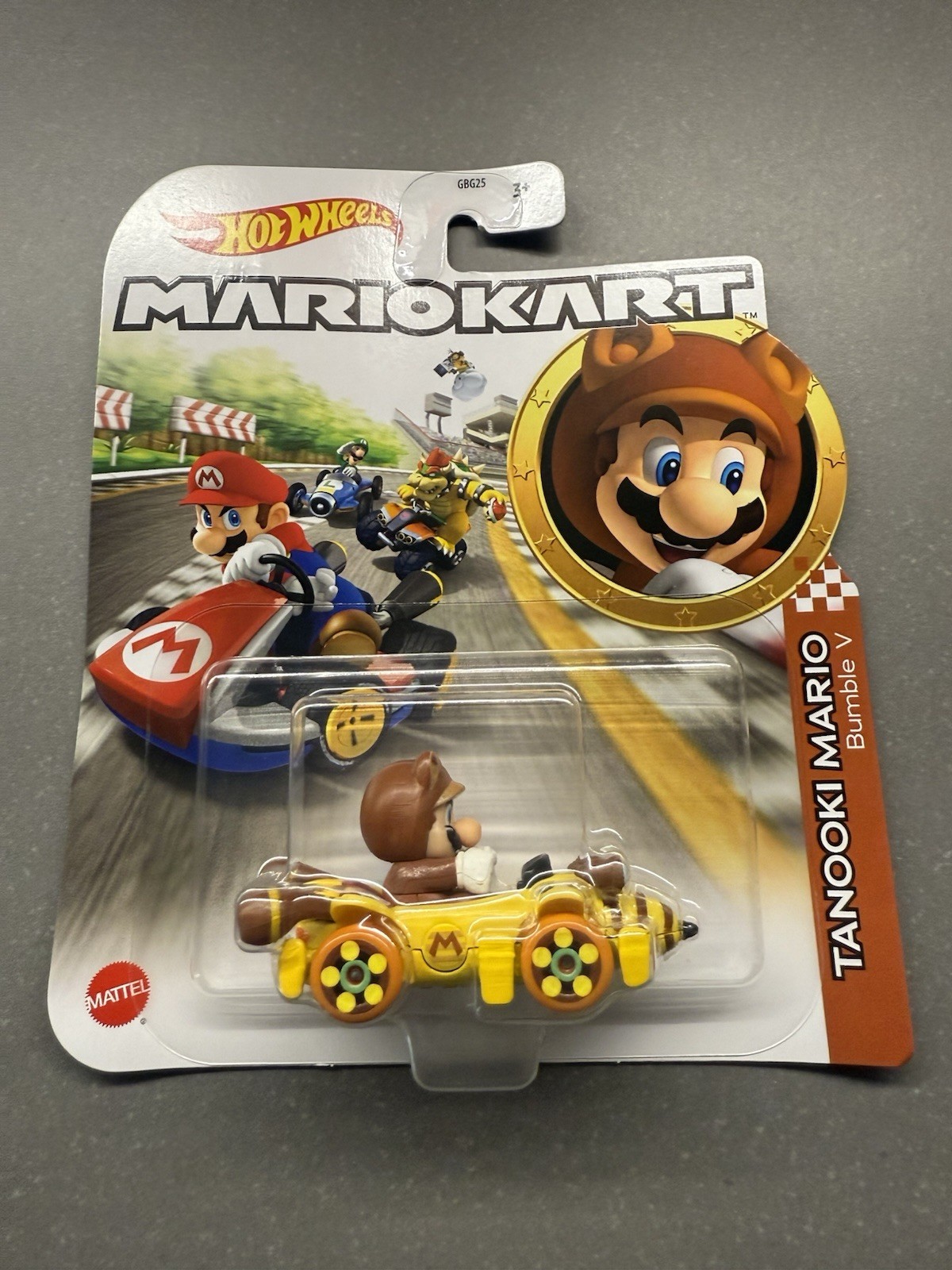 SUPER MARIO KART Modello TANOOKI MARIO BUMBLE V Scala 1:64 5cm Hot Wheels HDB31