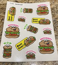 Vintage TREND Stinky Stickers full sheet scratch sniff T-172 HAMBURGER