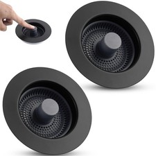 Universal 3 in 1 Kitchen Sink Drain Strainer Stopper Combo, 2PCS Matteblack S...