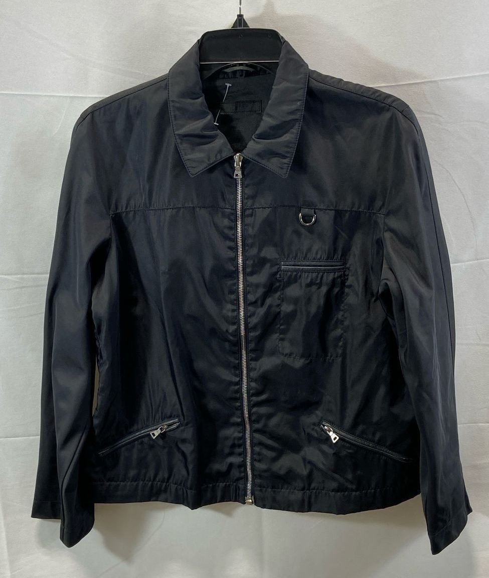 Prada Mens Black Solid Nylon Zip Outerwear Jacket Size 48 | eBay
