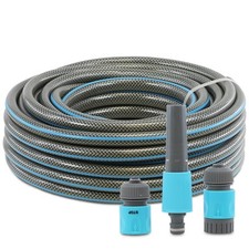 Hose Set Includes 20m Pipe, Water Spray Nozzle & 2 Connectors for Garden, Cars