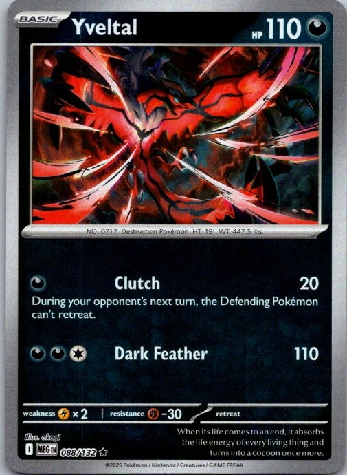 Yveltal Rare ME01: Mega Evolution 088/132 NM Reverse