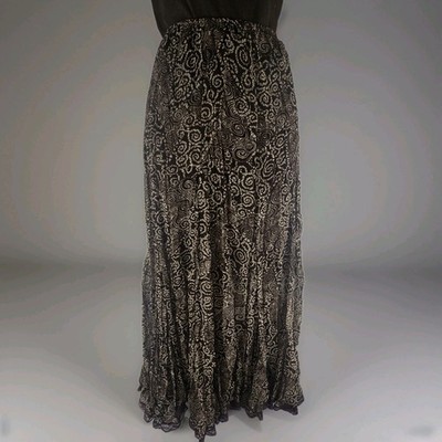 Savvy By DT Studios Maxi Skirt Small 33'' Long Brown Boho Tiered Flowy