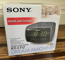 VINTAGE SONY ICF-C112 WC DREAM MACHINE AM/FM CLOCK RADIO BLACK