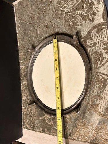 antique Tea Pot Holder Art Nouveau porcelain and metal footed trivet/ Hot Plate image 3