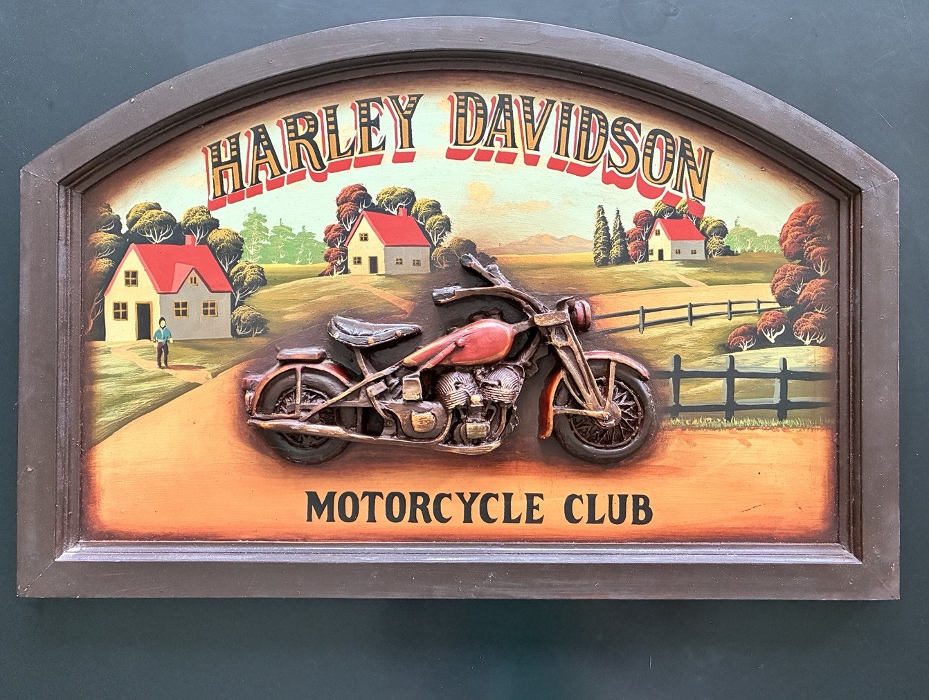 Used Wood Sign Harley Davidson Motorcycle Club Wall Art Sign Brown 3D Wooden Plaque ...