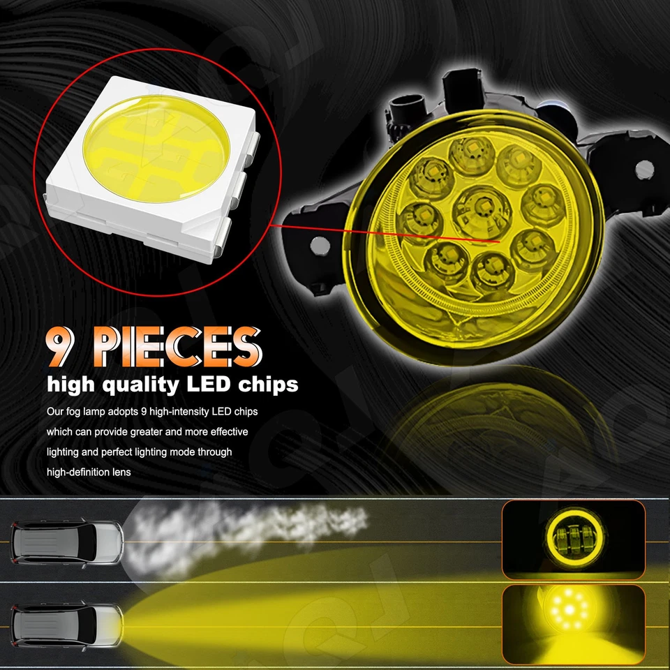 For Nissan Sentra1982-2025 PAIR 3000K LED Front Bumper Fog Lights Lamps W/Bulbs Foto 2 de 4