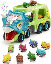 9 in 1 Dinosaur Transport Truck with 8 Pull Back Cars