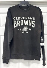 '47 ' NFL APPAREL ' CLEVELAND BROWNS DISTRESSED CREWNECK ' DUSTED BLACK ' SMALL