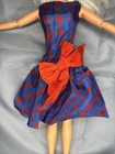 Vintage Mattel Barbie Doll #1651 BEAU TIME Dress Red & Blue Taffeta From 1966-67