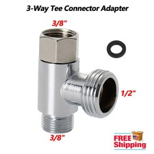 3/8" 1/2" 3-Way Tee Connector Stainless Steel Kitchen Hose Pipe Fitting Adapter