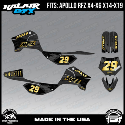 Graphics Decal Kit For Apollo RFZ X4 X5 X6, X14 to X19 Fracture Series - Gold