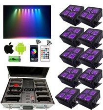 10pc Waterproof LED Battery Uplight 4x20W 6in1 Wireless DMX App Par Light case