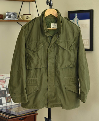 Vtg '72 Alpha Industries M-65 Field Jacket w/ Hood Small Short Cold Weather Coat