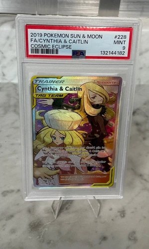 Pokemon PSA 9 Cynthia & Caitlin 228/236 Cosmic Eclipse Full Art Rare Mint