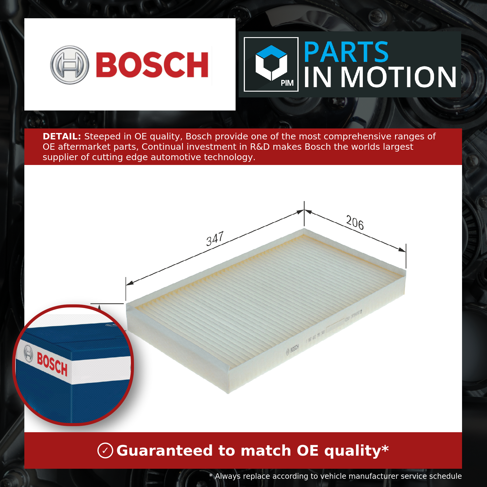 Pollen / Cabin Filter fits MERCEDES VITO W639 3.0D 06 to 14 Bosch A6398350247