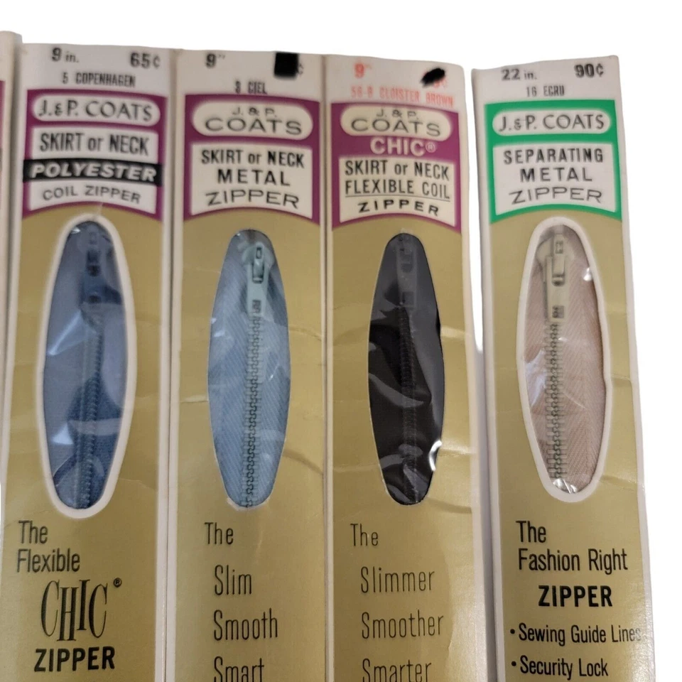 Vintage J &P Coats Skirt Or Neck Polyester Zippers Assorted Colors And Sizes Lot - Image 4 of 4