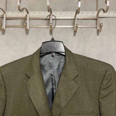 Tom James Blazer Men's 42L Olive 3B Winter Flannel Surgeon Cuffs Bespoke Luxury