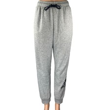 Adidas Women's Gray Logo Drawstring Tapered Leg Sweatpants Jogger Track Pants S