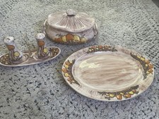 1970s VTG MUSHROOM 3 Piece Kitchen Set Ceramic - 6 Pieces Total Retro MCM