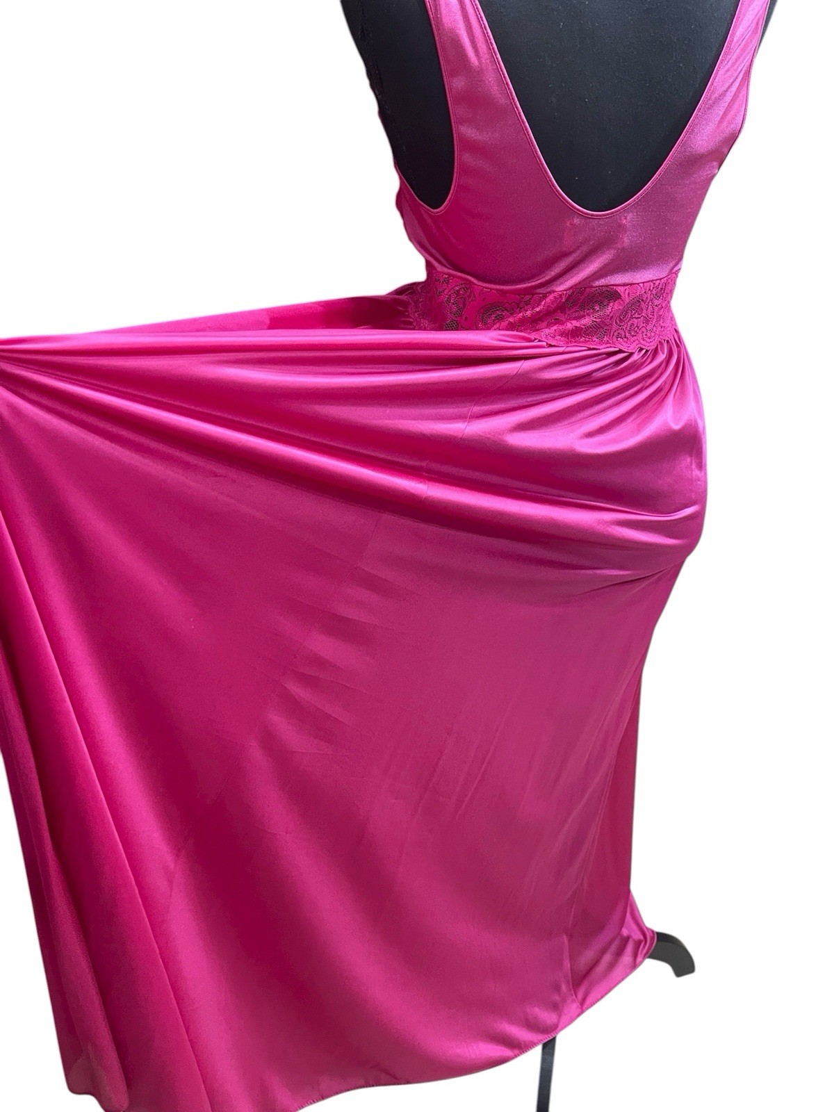 Vintage Shadowline Nylon Spandex Lace Nightgown Large Long Maxi Sheer Fairy USA