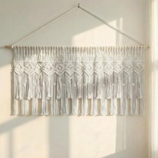 Boho Macrame Window Valance Handmade Cotton Decor Wall Hanging Curtain Panels...