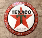 VINTAGE 12" DOME TEXACO TEXAS COMPANY GASOLINE OIL PORCELAIN PUMP STATION SIGN