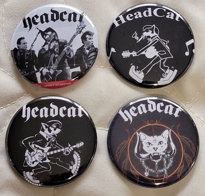 The Head Cat,4 Button Set,1.5'' Pin,Slim Jim,Stray Cats,Lemmy,Motorhead 