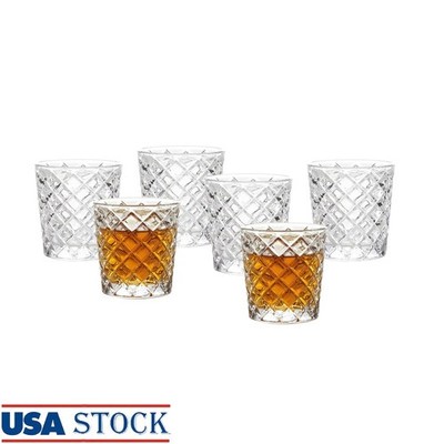 Clear Diamond Cut Glass Shot Glasses Set of 6 Durable 3oz Party Essentials New
