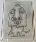 ACEO, Original Art, Abstract, Alien, Nose, Drawing, Framed, Signed by NR — photo 1