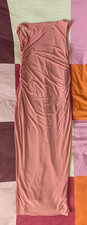 Express Women's Sleeveless Ruched Maxi Dress Pink Blush Deep V Back Size M