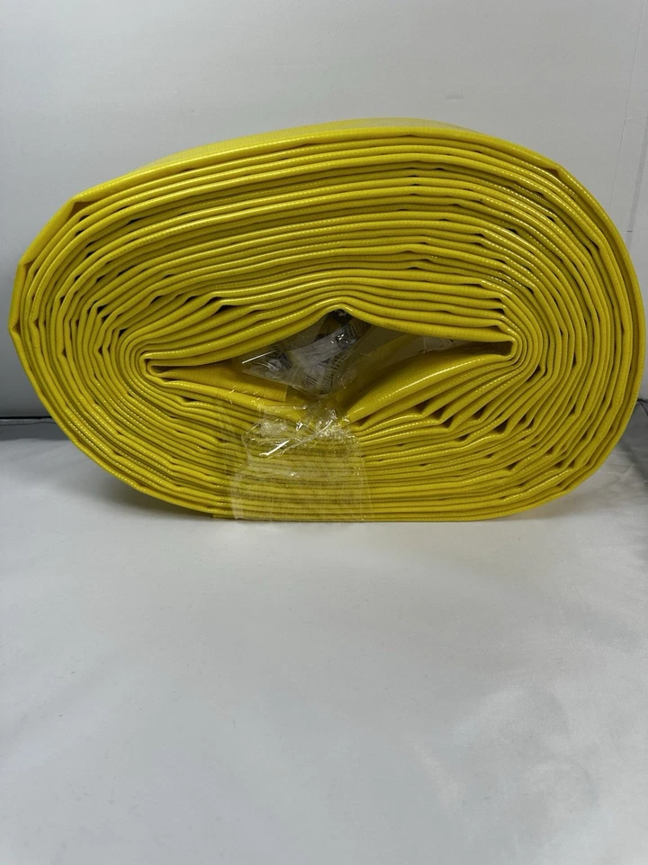 Manguera de descarga plana de PVC Gloxco 3" x 50' amarilla - con abrazaderas de manguera Foto 2 de 4