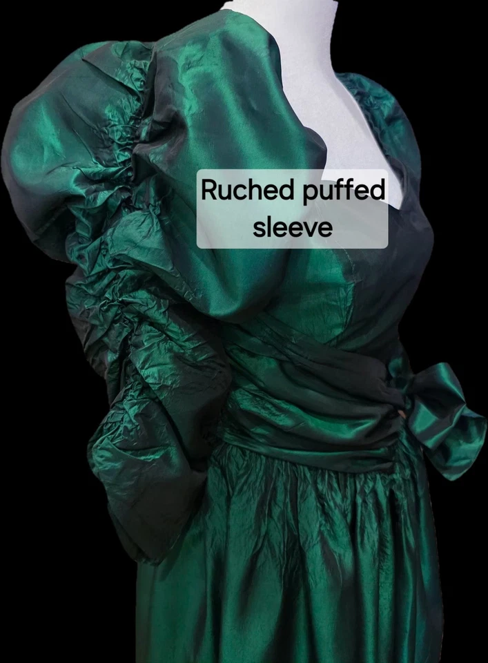 Vestido Loralie Hunter Verde Victoriano Hombro Descubierto Manga Abullonada Caprichoso Cuento de Hadas M Foto 4 de 4