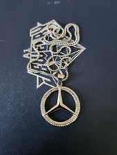 Silver Plated Mercedez Pendant With Silver Plated Chain 