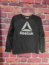 Reebok Youth Sweatshirt Crew Black Size 10/12 Front Pocket C72