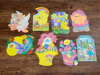 VTG Easter Spring Die Cut Decorations Lot 8 Eureka Bunny Chick Classroom Decor