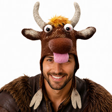 Handmade Felt Bull Hat Viking Cosplay Wool Animal Costume Festival Sauna Cap
