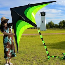 Large Green Delta Kite for Adults - Easy to Fly, Perfect for Beach Fun 