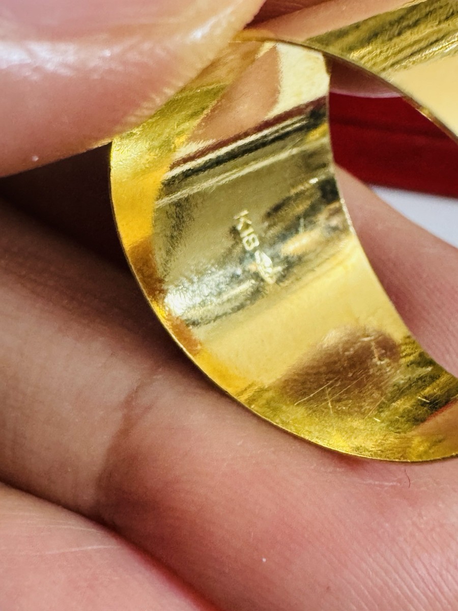 Real 18K 18C 750 Geniune Saudi Gold Mens Horseshoe Ring Fits