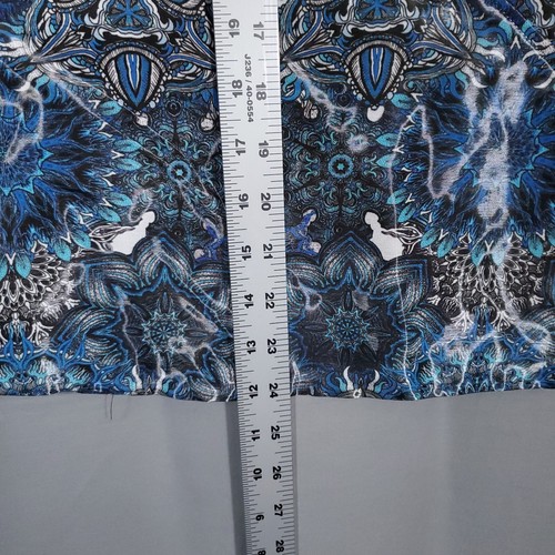 Helmut Lang Blazer Jacket Womens Size 4 Blue Mandala Floral Shimmering 1 Button - Picture 16 of 16