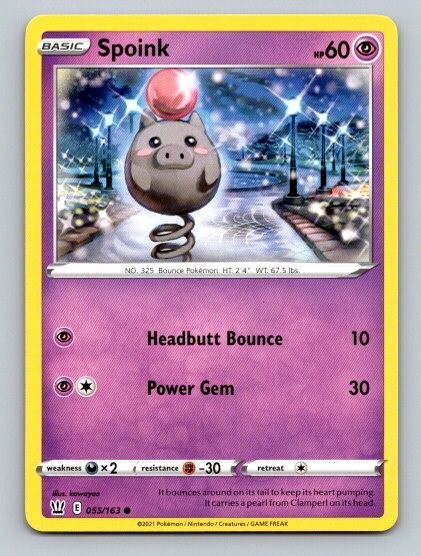 2021 Pokemon Card Battle Styles Spoink 55/163