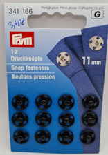 Prym 341 166: Druckknöpfe zum Annähen, schwarz, 12 Stück, 11 mm Ø