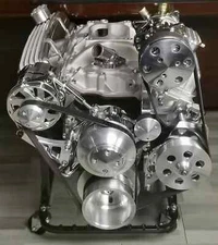 Small Block Chevy Serpentine Pulley Conversion Kit w/ A/C Bracket SBC LWP 350