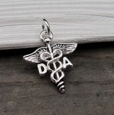Silver DA Caduceus Charm - Dental Assistant Charm - Dental Assistant Gift