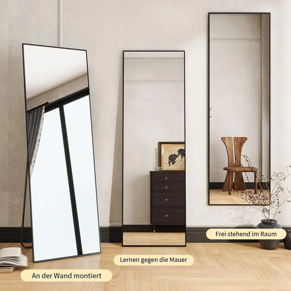 Ganzkörperspiegel Standspiegel Wandspiegel Groß Schwarz Flurspiegel 160x40cm - Bild 2 von 4