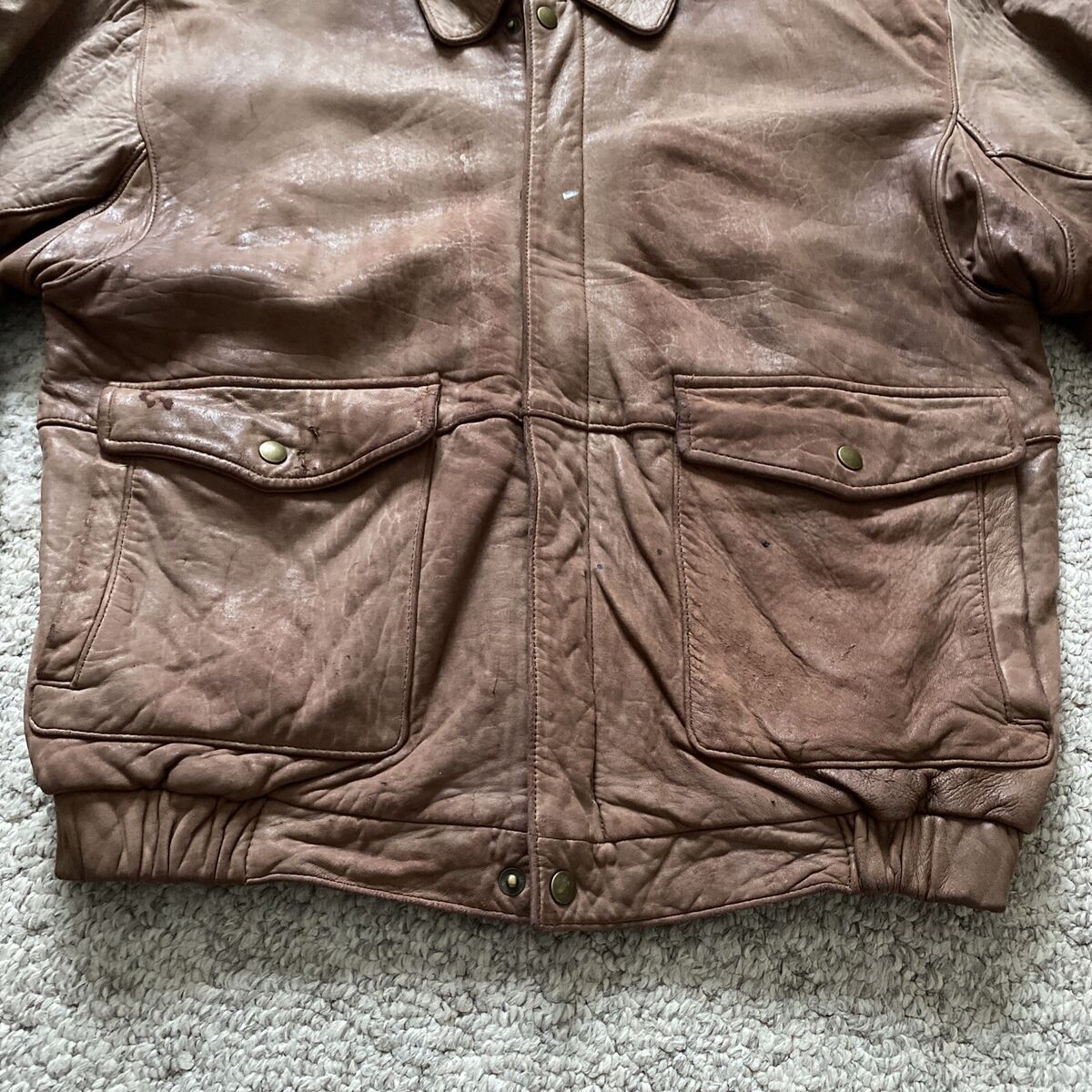 Vtg 1980's Eddie Bauer Brown Men's L Soft Leather Bomber Vtg 1980's Eddie Bauer Brown Men's L Soft Leather Bomber