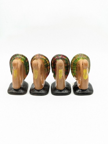 Vintage Thanksgiving Turkey Napkin Rings Set of 4 Hand Painted Brown Orange Fall - Picture 3 of 6