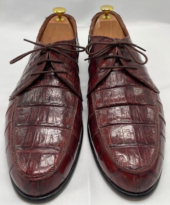 Genuine Crocodile Shoes | Burgundy Color | Made in Italy | Mas Chio